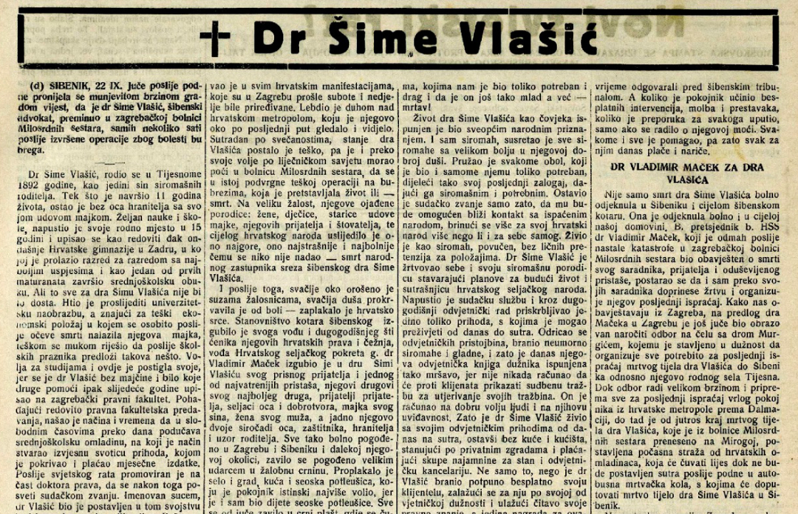 U Tisnom odana počast Šimi Vlašiću, šibenskom gradonačelniku između dva svjetska rata