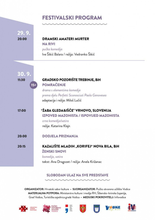 Vodice domaćin 17. Međunarodnog festivala amaterskih kazališta