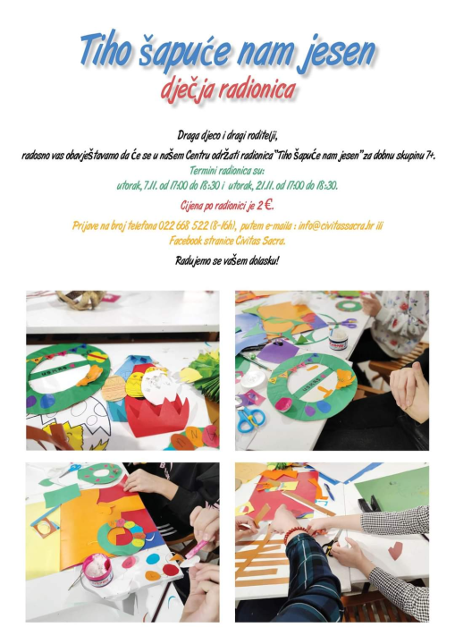 Prijavite svoje dijete na radionicu 'Tiho šapuće nam jesen' u Civitas Sacru