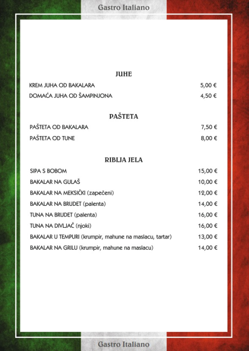 Uživajte u delicijama od bakalara i tune u restoranu Gastro Italiano! 
