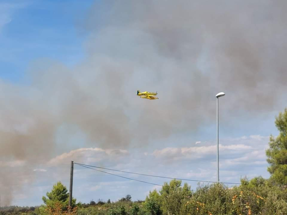 Lokaliziran požar u blizini Vodica, izgorjelo 1,8 hektara trave, niskog raslinja i pokoja maslina