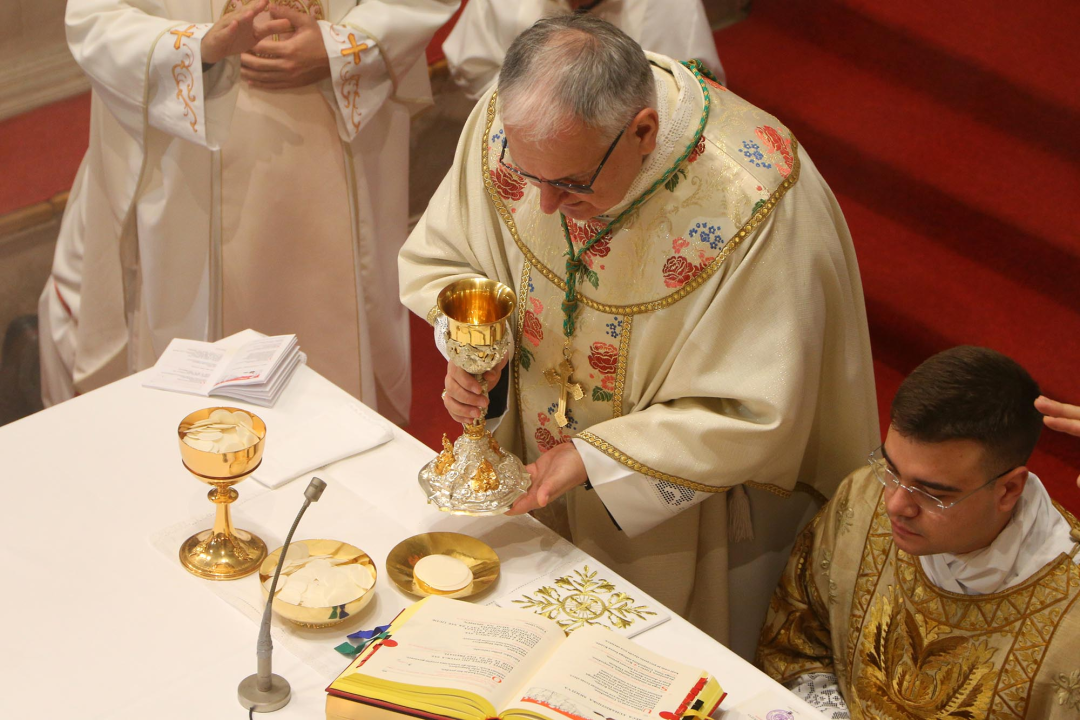 Polnoćku u katedrali predvodio biskup Tomislav Rogić, uz njega dubrovački biskup Roko Glasnović