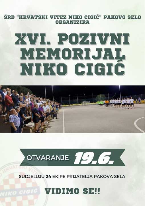 U ponedjeljak starta XVI. izdanje memorijalnog malonogometnog turnira 'Hrvatski vitez Niko Cigić' 