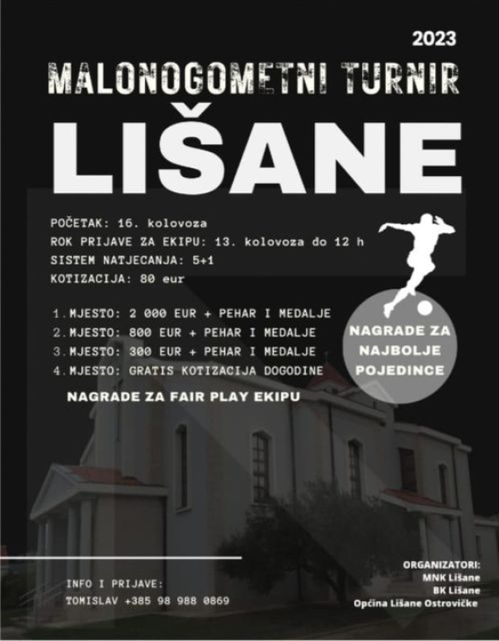 Počele prijave ekipa za malonogometni turnir 'Lišane 2023.'