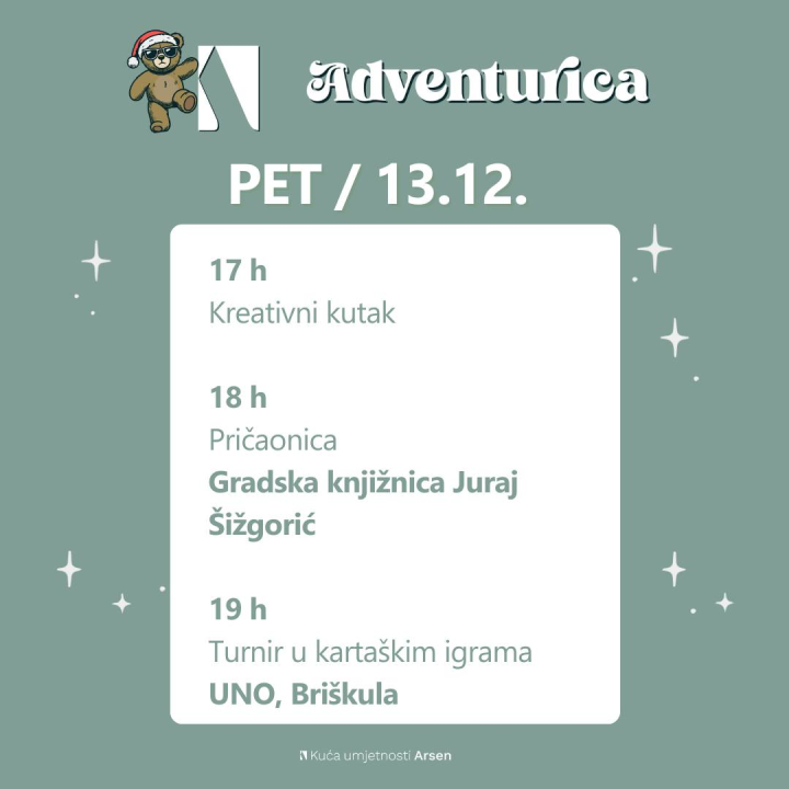 Kreće Adventurica: Radionice, predstave i igre za najmlađe u Kući umjetnosti Arsen