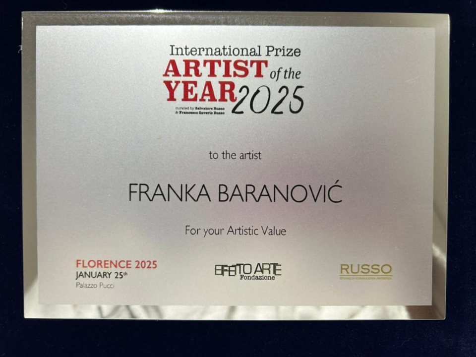 Šibenska umjetnica Franka Baranović osvojila nagradu ‘Umjetnik godine 2025’