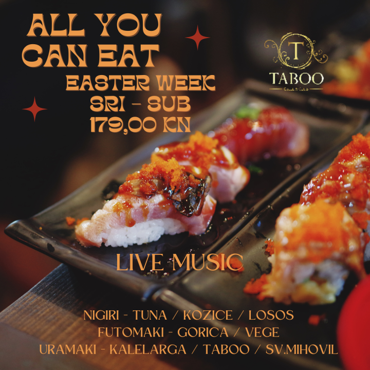 Uživajte u neograničenim količinama sushija za samo 179 kuna u Taboo Sushi&amp;Baru!