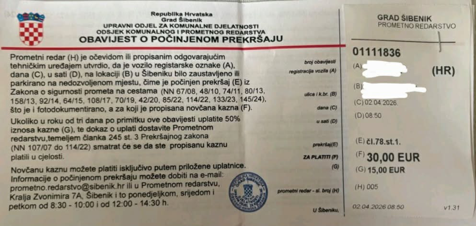 Šibenčanin ogorčen: 'Stalno kažnjavaju jedne, dok drugi parkiraju bez ikakvih posljedica'
